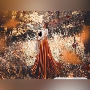 Rust Velvet Maxi-Skirt